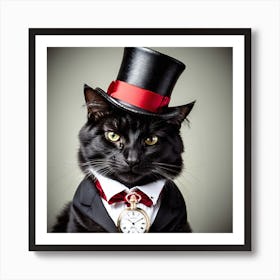 Cat Top Hat Art Print