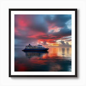 Sunset On A Cruise Ship 3 Art Print