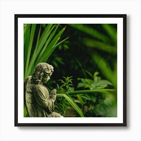 Angel Statue In The Garden Art Print