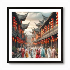 Chinese Women In Traditional Dress Art Print