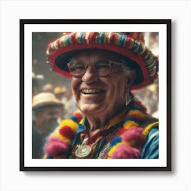 Old Man In A Colorful Hat 1 Art Print