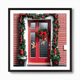 Christmas Decoration On Home Door (29) Art Print