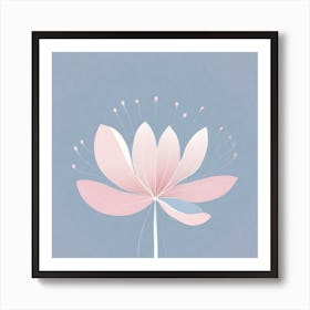 A White And Pink Flower In Minimalist Style Square Composition 703 Art Print