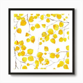 Seamless Pattern Of Golden Aspen Tree Leaves 2 Art Print