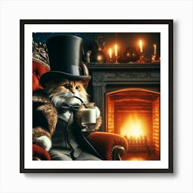 Cat In Top Hat 3 Art Print