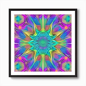 Sunburst Peacock Pattern Art Print