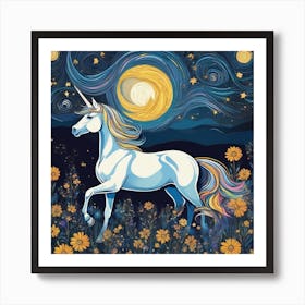 Unicorn In The Night Sky Art Print