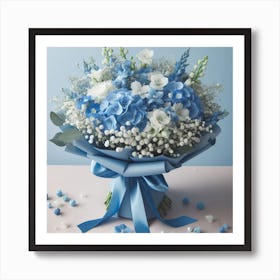 Blue And White Flower Bouquet 4 Art Print