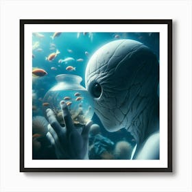 Alien In A Bowl Art Print