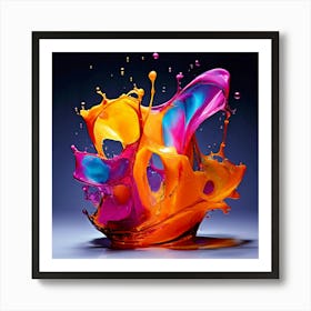 Fresh Colors Liquid 3d Design Spark Hot Palette Shapes Dynamism Vibrant Flowing Molten (14) Art Print