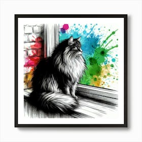 Cat On The Window Sill Art Print