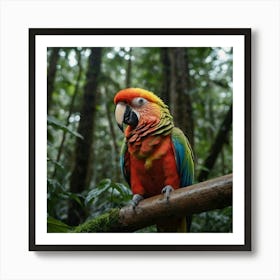 Colorful Parrot In The Rainforest Art Print