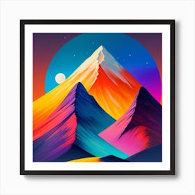 Snow Mountain Colour Art Print