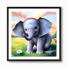 Cute Baby Elephant 1 Art Print