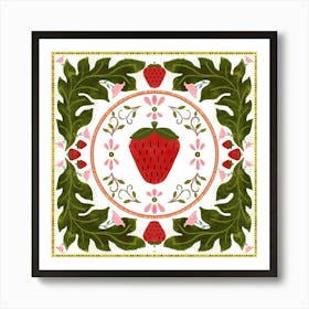 Strawberry Patchwork Art Print