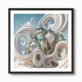 Mountain village sea waves tsunami 21 Art Print