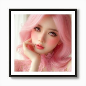 Pink Haired Girl Art Print