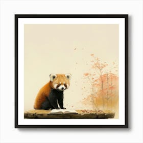 Red Panda Reading Art Print