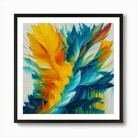 Gorgeous, distinctive yellow, green and blue abstract artwork 18 Art Print