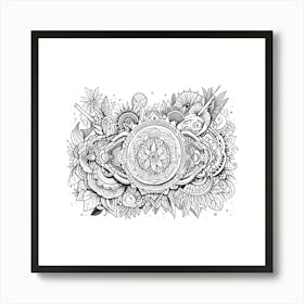 Doodles In Black And White Line Art 5 Art Print 3 Art Print