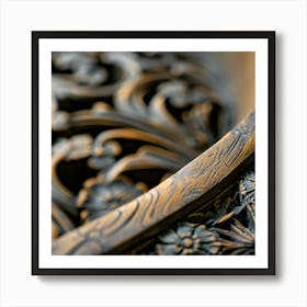 Close Up Of A Carved Wooden Bowl Art Print