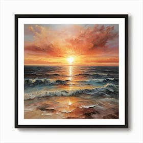 Sunset Time Over The Sea Art Print