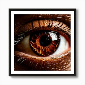 Brown Eye Human Close Up Pupil Iris Vision Gaze Look Stare Sight Close Macro Detailed (1) Art Print