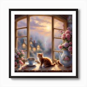 Cat At The Window Art Print