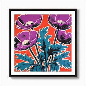 Anemone 2 Pop Art Illustration Square Art Print