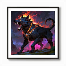 Wolf In Flames 2 Art Print