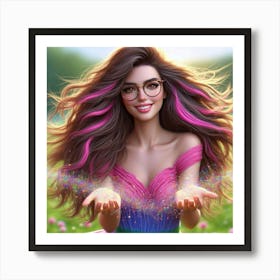 Girl With Rainbow Hair Art Print