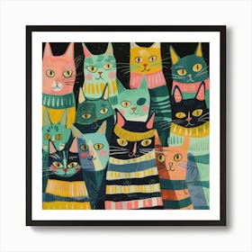 Cats In Sweaters Art Print