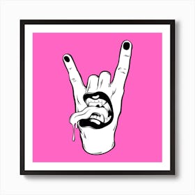 Pink Devil Horns, Skate Punk Pop Art Barbiecore Art Print