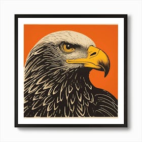 Retro Bird Lithograph Bald Eagle 2 Art Print