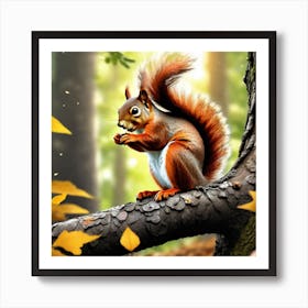 Squirrel In The Forest 390 Art Print