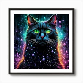 Black Cat With Green Eyes Art Print