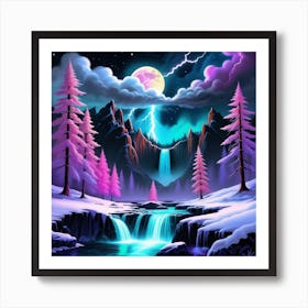 Waterfall In The Forest Art Print