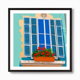 Window Lisbon Portugal In The Style Of Matisse Art Print Window With Flowers Art Print