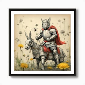 Knight On A Donkey Art Print