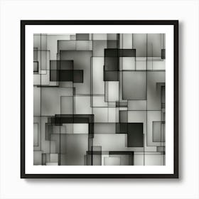 Abstract Black And White Squares 1 Art Print