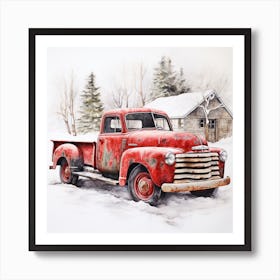 Old Truck In The Snow 1 Art Print
