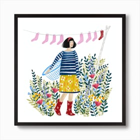 Domestic Goddess in the flower garden Art Print