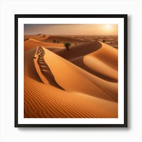 Desert Dunes At Sunset Art Print