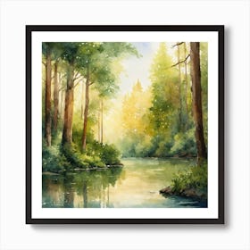 Watercolor Of A River - Charming nature - the beauty of nature Art Print