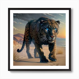 Leopard On The Beach Art Print