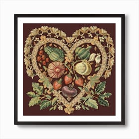 Ornate Vintage Hearts Muted Colors Lace Victorian 7 Art Print