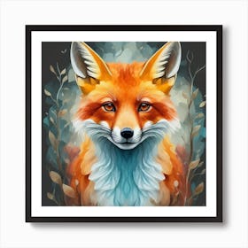 Red Fox , watercolor Art Print