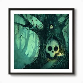 Skeleton In The Tree Art Print