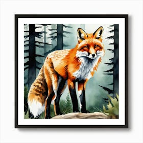 Fox In The Woods 45 Art Print