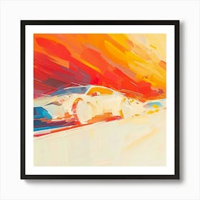 Racing Cars In The Sunset Art Print